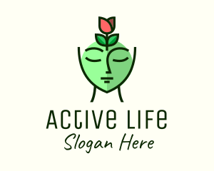 Organic Product - Green Rose Woman logo design