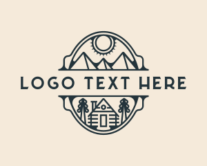 Outdoor - Mountain Cabin Camping logo design