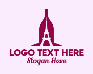 Red Wine - French Wine Bottle logo design