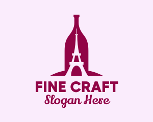 French Wine Bottle logo design