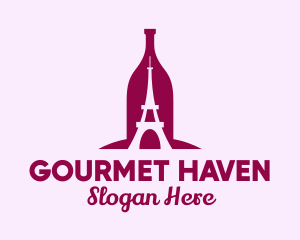 French Wine Bottle logo design