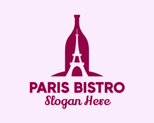 French Wine Bottle logo design