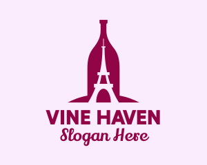 French Wine Bottle logo design