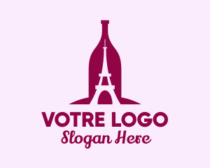 Red Wine - French Wine Bottle logo design