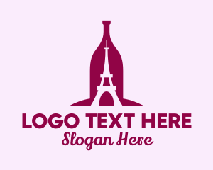 French - French Wine Bottle logo design