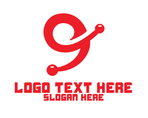 Stroke - Red Number 9 Tech logo design