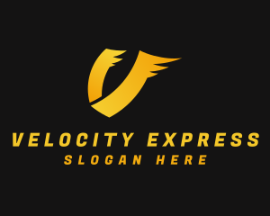 Express Delivery Letter V logo design