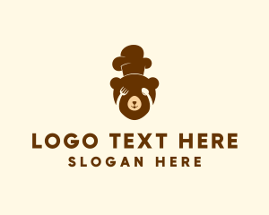Lunch - Bear Utensils Toque logo design