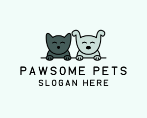 Happy Cat Dog Pet  logo design