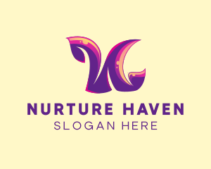 Hippie Letter N logo design