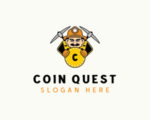 Coin Mining Man logo design