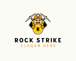 Pickaxe - Coin Mining Man logo design