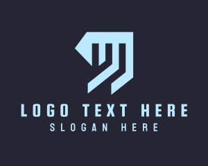 Lines - Blue Geometric Letter W logo design