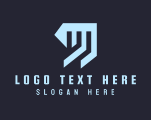 Blue Geometric Letter W  Logo