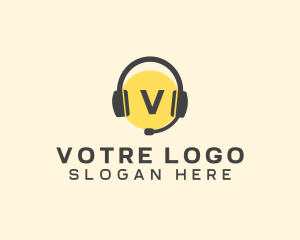Customer Service - Music Headphones Podcast logo design
