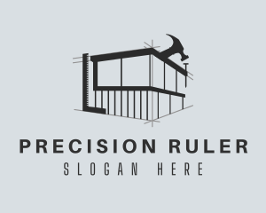 Ruler Hammer Architectural House logo design