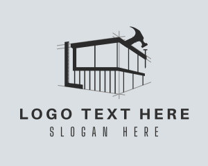 Construction - Ruler Hammer Architectural House logo design