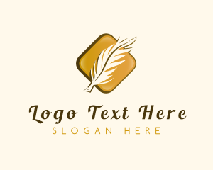 Feather - Quill Pen Plume logo design