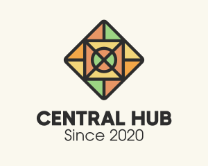 Central - Stained Glass Square Tile logo design