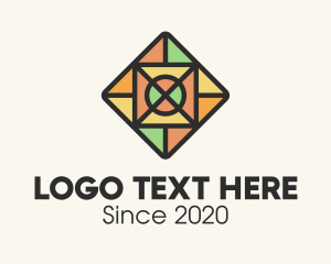 Brown And Yellow - Stained Glass Square Tile logo design