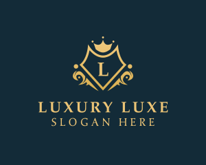 Luxe Crown Shield Brand logo design