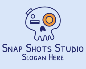 Camera Lens - Skull Doodle Photography logo design
