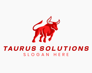 Taurus - Red Bull Charging Animal logo design