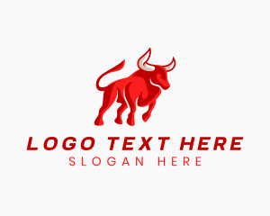 Horns - Red Bull Charging Animal logo design