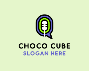 Microphone Chat Bubble Podcast Logo