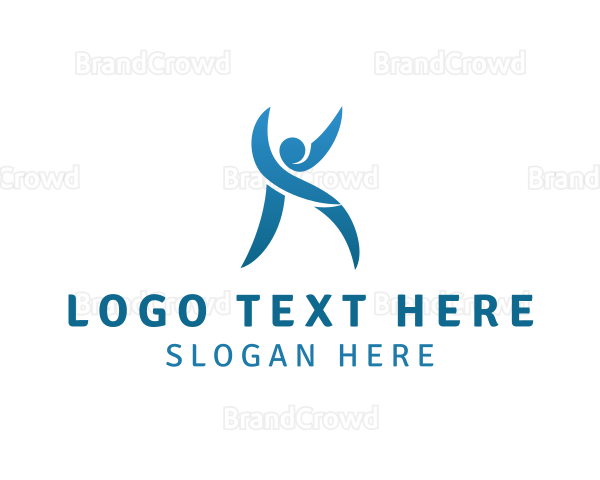 Human Yoga Letter K Logo