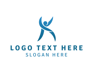 Fitness Center - Human Yoga Letter K logo design