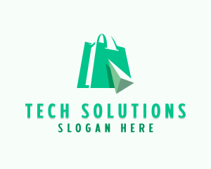 Paper Bag - Online Shopping Tech Marketplace logo design
