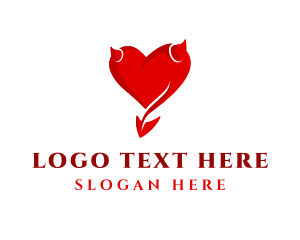 Valentine - Red Demon Heart logo design
