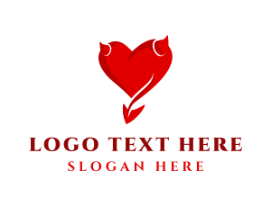 Red Devil - Red Demon Heart logo design