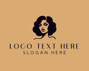Hairstyle - Female Curly Hairstyle logo design