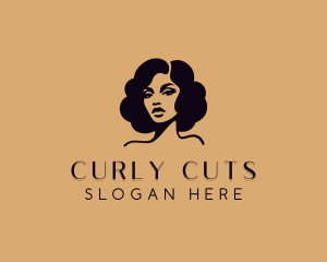 Curly - Female Curly Hairstyle logo design