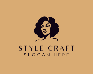 Female Curly Hairstyle logo design