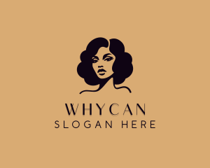 Hair Stylist - Female Curly Hairstyle logo design