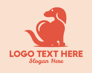 Dachsund - Beagle Dog Heart logo design