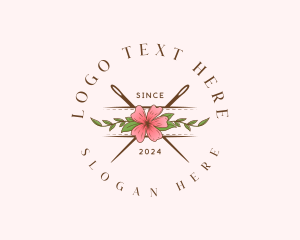 Seamstress - Floral Needle Stitch logo design