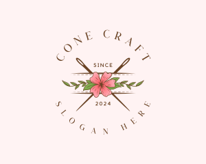 Floral Needle Stitch logo design