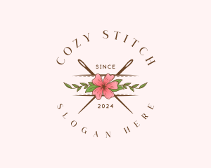 Floral Needle Stitch logo design