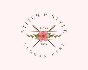 Floral Needle Stitch logo design