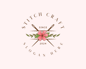 Cross Stitch - Floral Needle Stitch logo design