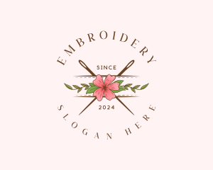 Floral Needle Stitch logo design