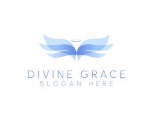 Prayer - Archangel Wings Halo logo design
