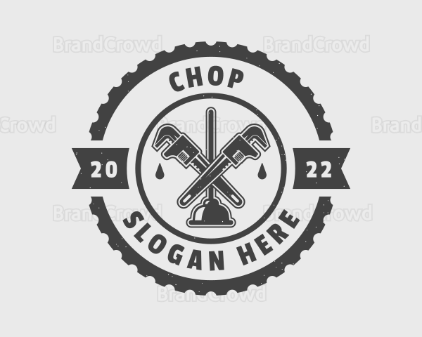 Cog Plunger Pipe Wrench Logo