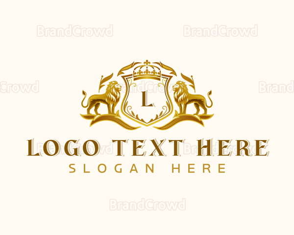 Elegant Shield Crown Lion Logo