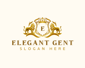 Elegant Shield Crown Lion logo design