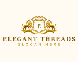 Elegant Shield Crown Lion logo design